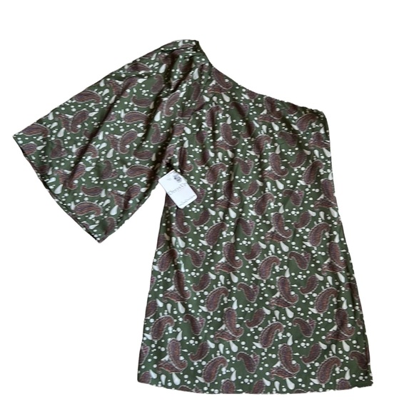 hello miss Dresses & Skirts - Hello Miss Green Paisley Print One Shoulder Shift Dress New Size Small